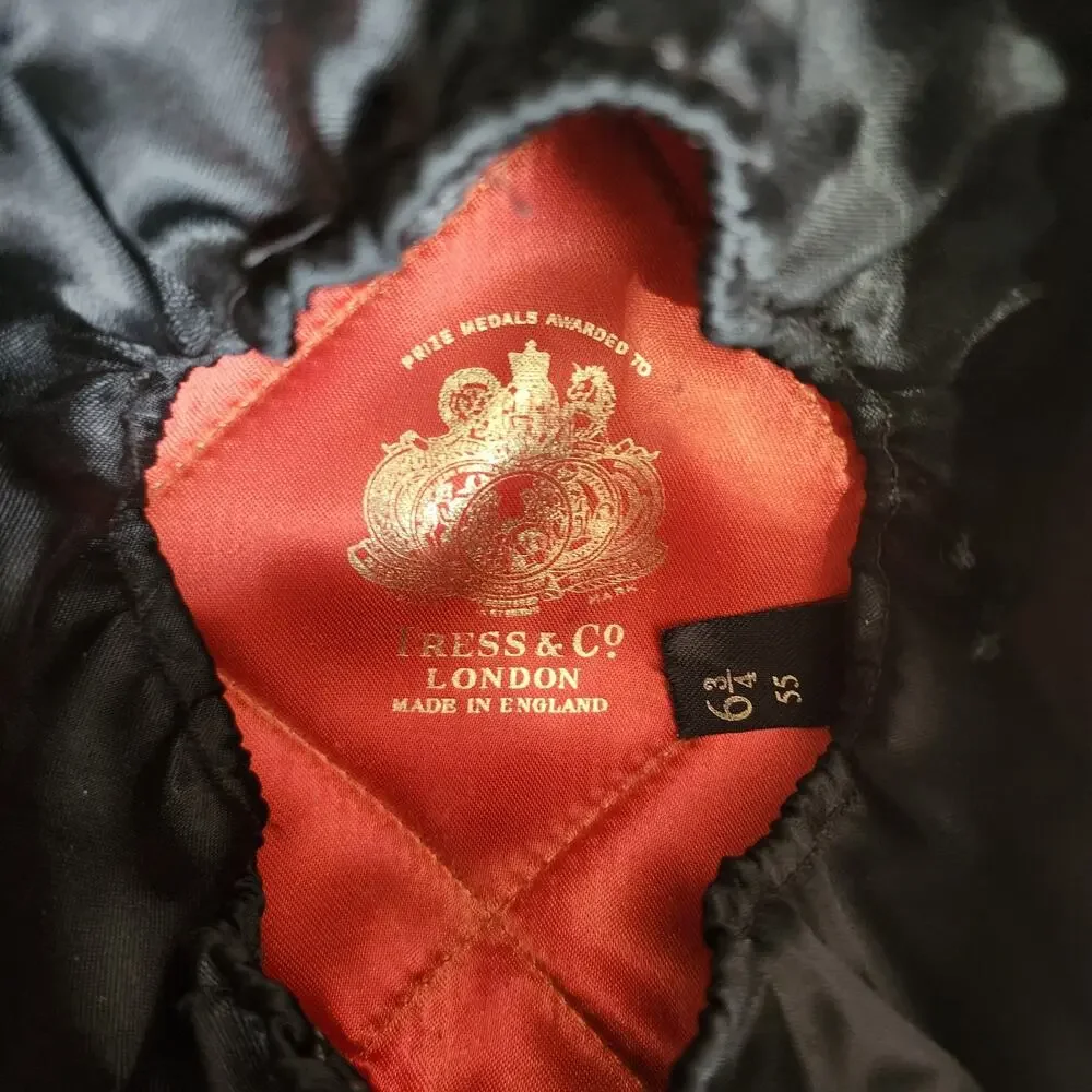 Vintage Tress & Co London Riding Helmet Velvet Hunt Cap Size 6 3/4 England